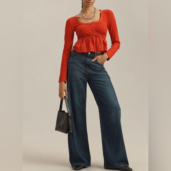 Pilcro Long-Sleeve Scoop-Neck Babydoll Top - Picture 3 of 11